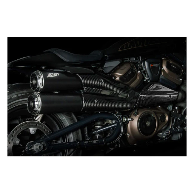 ZARD, SPORTSTER S TOP GUN EXHAUST SYSTEM. GEDEMPT BLACK ECE - 3 Inch Diameter
