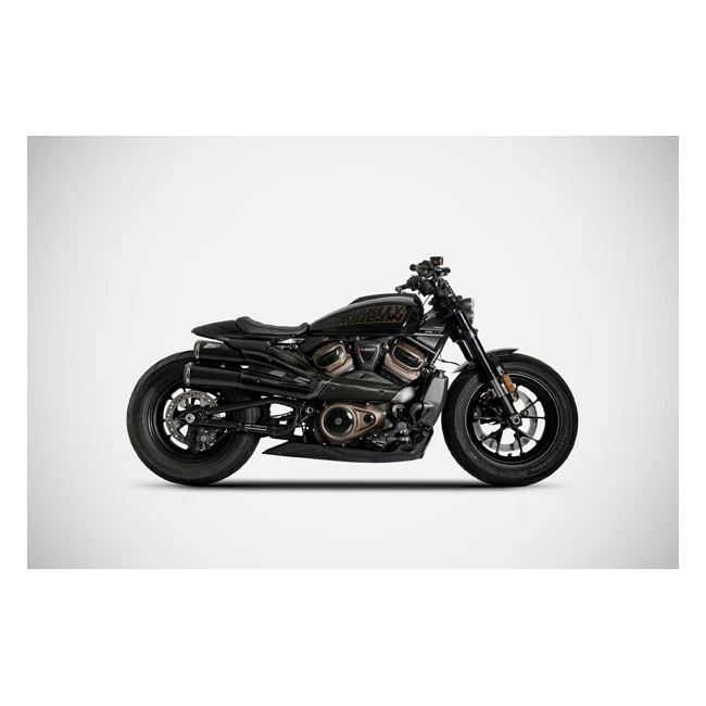 ZARD, SPORTSTER S TOP GUN EXHAUST SYSTEM. GEDEMPT BLACK ECE - 3 Inch Diameter