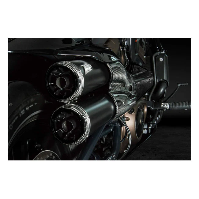 ZARD, SPORTSTER S TOP GUN EXHAUST SYSTEM. GEDEMPT BLACK ECE - 3 Inch Diameter