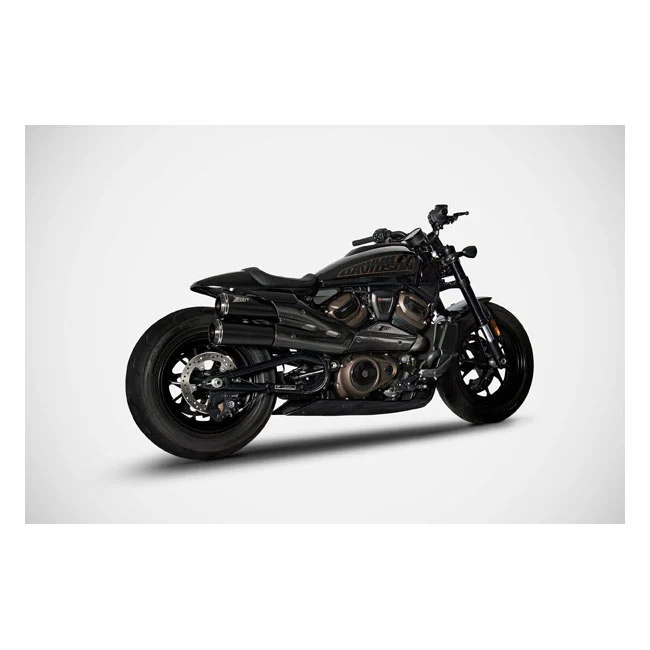 ZARD, SPORTSTER S TOP GUN EXHAUST SYSTEM. GEDEMPT BLACK ECE - 3 Inch Diameter