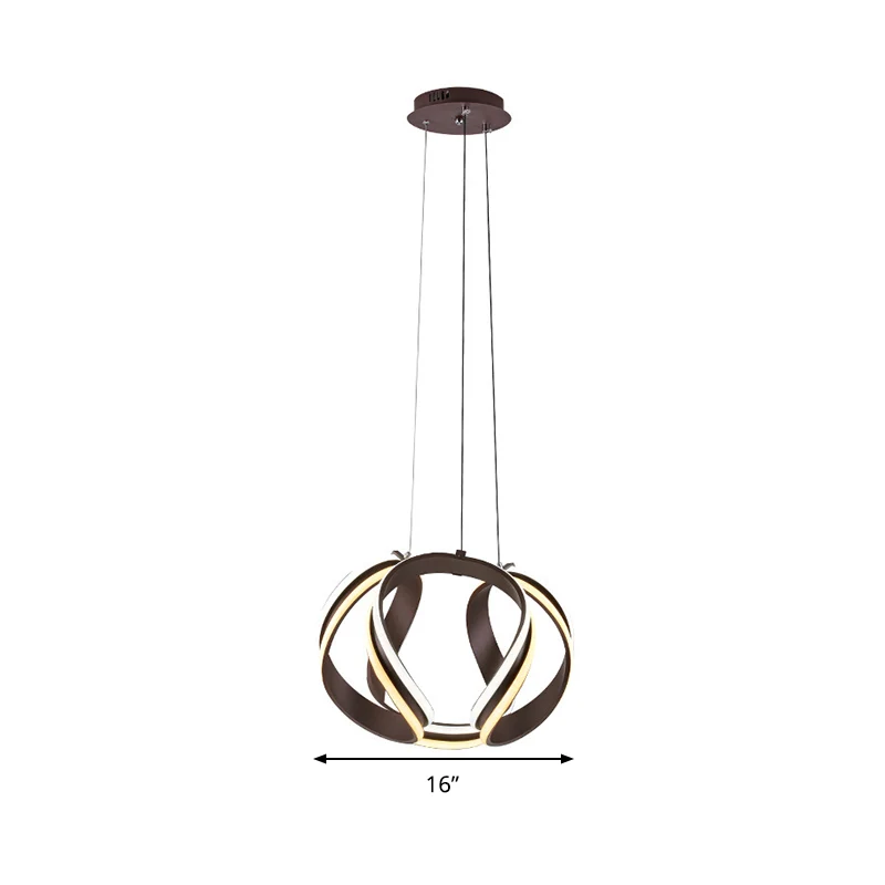 Abstract Chandelier Pendant Light Contemporain Metal Coffee LED Hanging Light Kit Warm/White Light Coffee