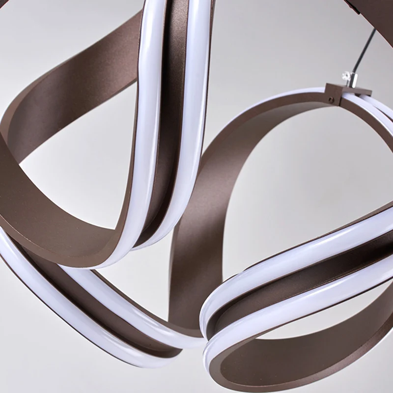 Abstract Chandelier Pendant Light Contemporain Metal Coffee LED Hanging Light Kit Warm/White Light Coffee