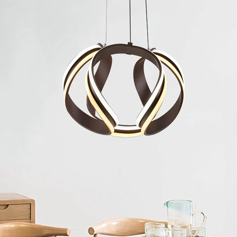 Abstract Chandelier Pendant Light Contemporain Metal Coffee LED Hanging Light Kit Warm/White Light Coffee