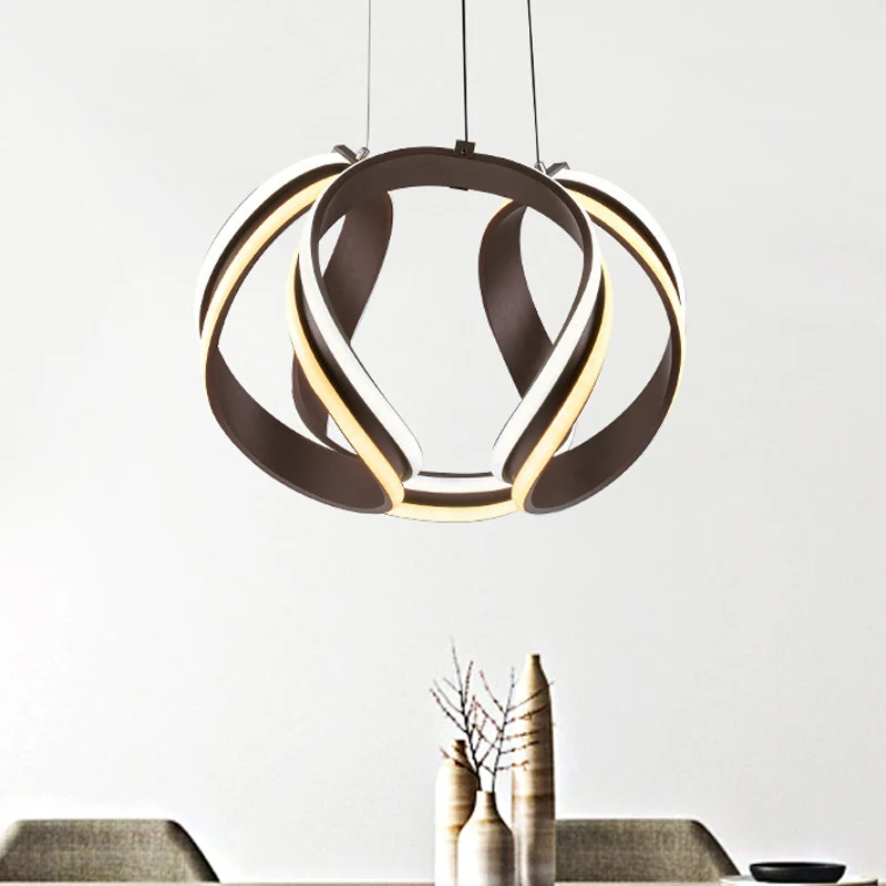 Abstract Chandelier Pendant Light Contemporain Metal Coffee LED Hanging Light Kit Warm/White Light Coffee