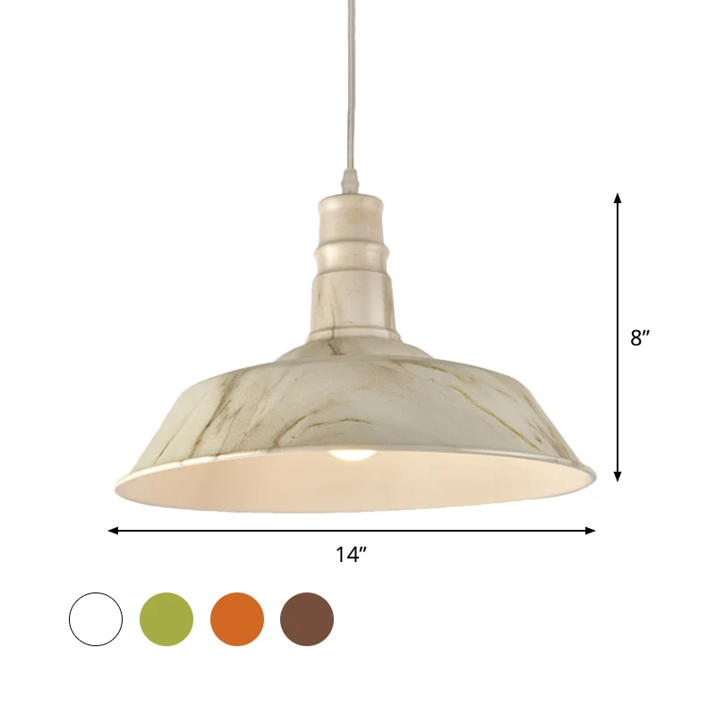 1 Head Hanging Lamp Kit Vintage Barn Shade Lichtmetaal Ceiling Pendant White/Green/Red Brown Dining Room met bovenste beve...