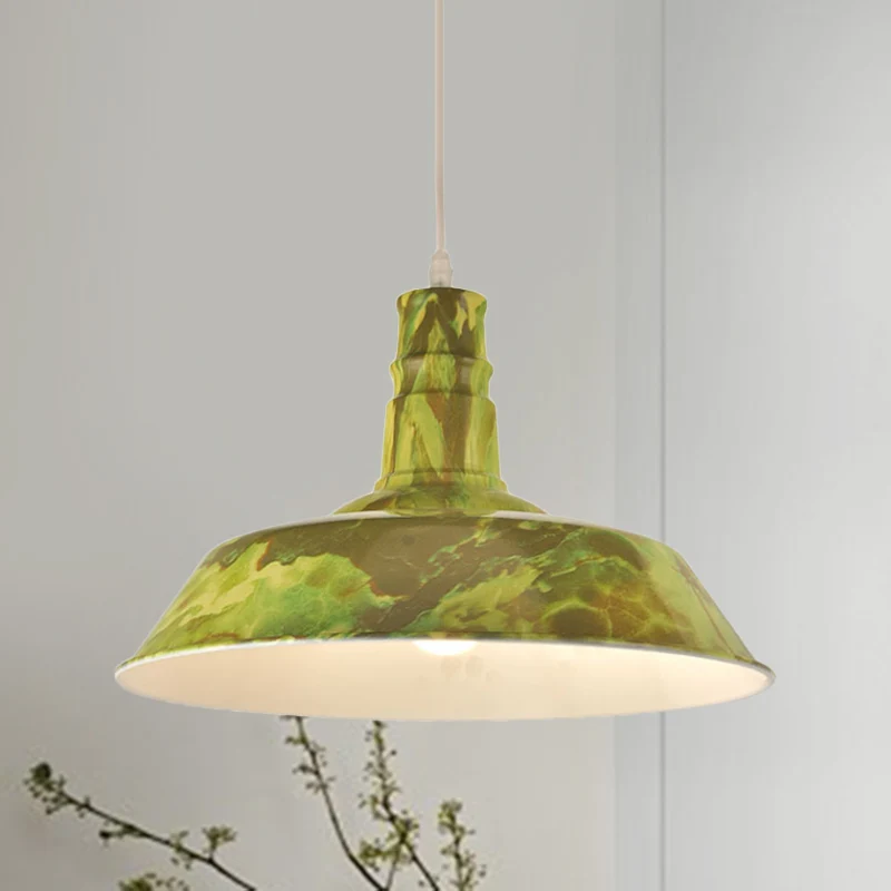 1 Head Hanging Lamp Kit Vintage Barn Shade Lichtmetaal Ceiling Pendant White/Green/Red Brown Dining Room met bovenste beve...