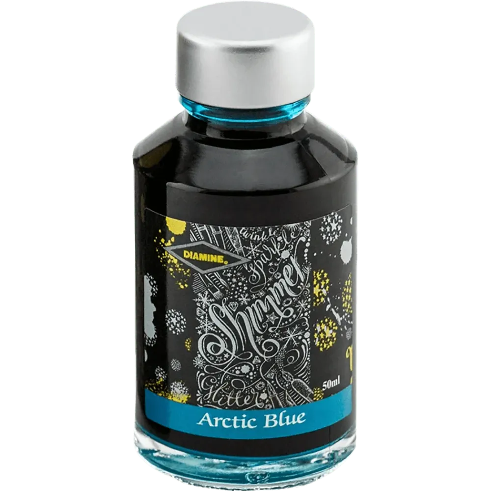 Diamine Shimmer Ink 50 ml Arctic Blue - Platinagrijs shimmer