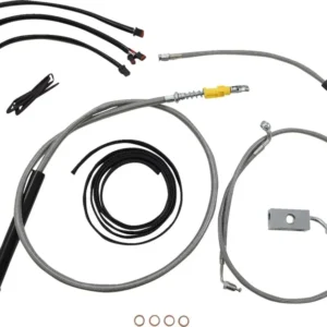 Complete Stainless Braided Handlebar Cable/Brake Line Kit Softail M8