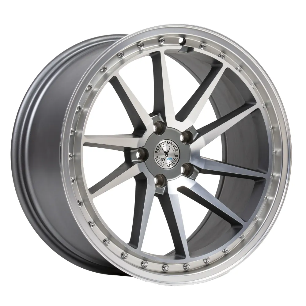 59°North S-001 19x9.5" 5x112 ET40, Machined Platinagrijs