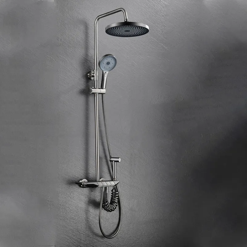 Contemporain Thermostatic Shower Combo Slide Bar Valve Included Shower System van duurzame kunststof Black