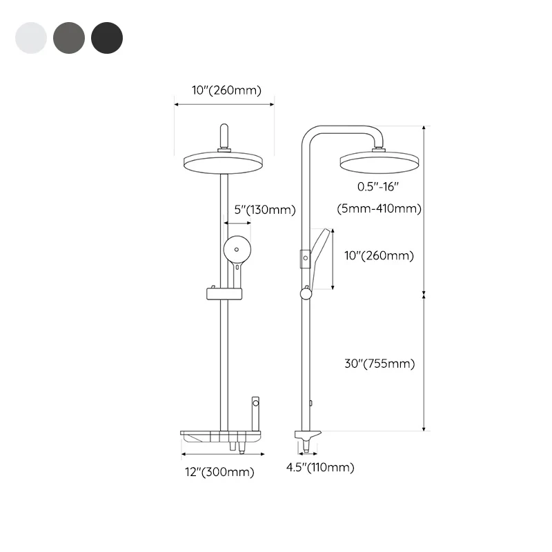 Contemporain Thermostatic Shower Combo Slide Bar Valve Included Shower System van duurzame kunststof Black