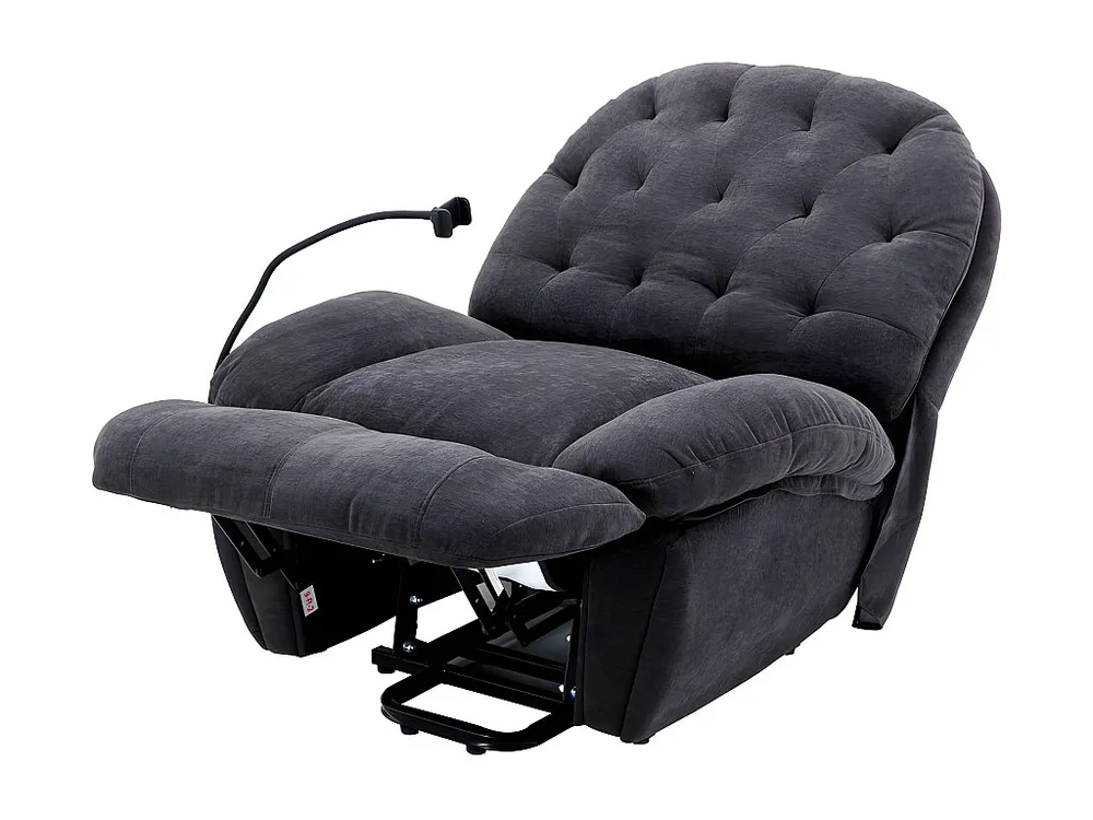 Elektrische relaxfauteuil met verwarmings- en trilfunctie - gsm-houder en 2 zijvakken - grijs