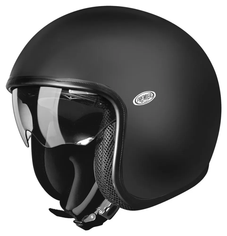 PREMIER RETRO U9BM MOTO CARA ABIERTA CASCO NEGRO MATE U9bm