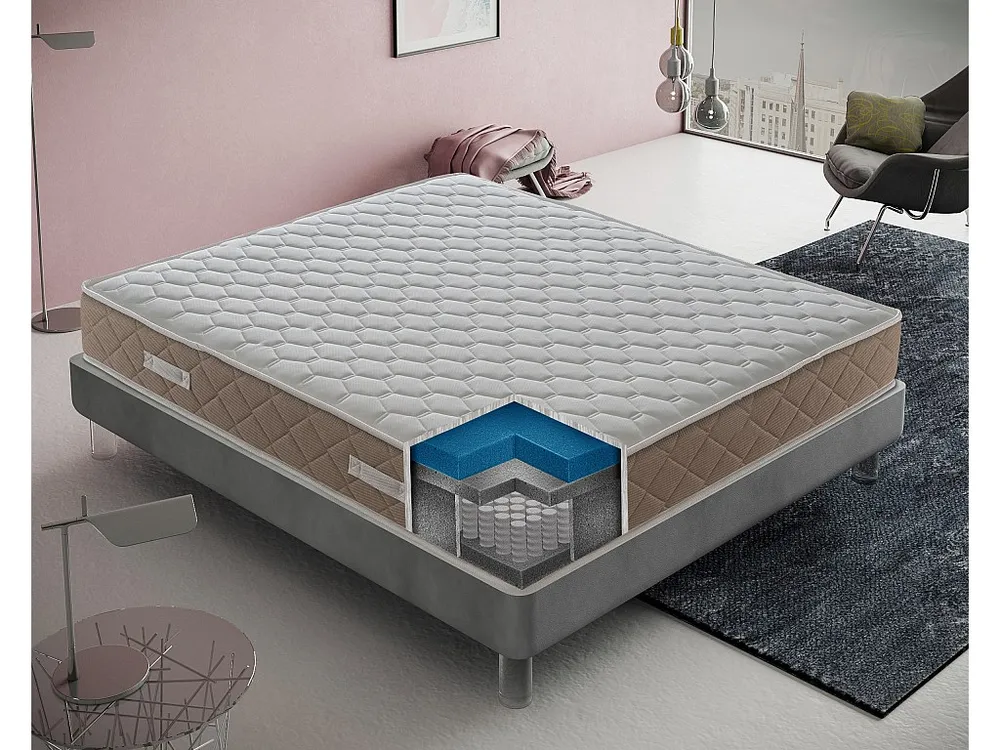 Pocketvering- en traagschuimmatras, Verguld Relax, hoogte 25 cm, memory gel 4 cm 180x200 cm
