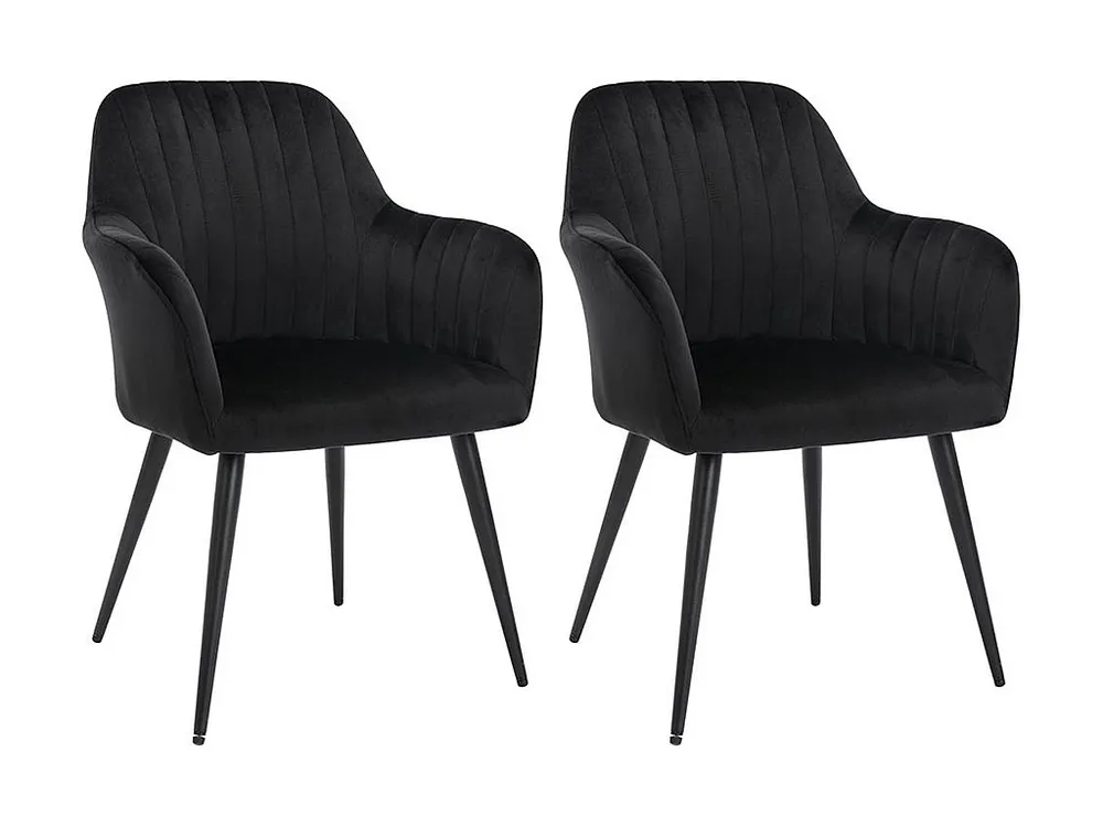 Set van 2 stoelen met fluweel en zwarte metalen leuningen - Zwart - ELEANA