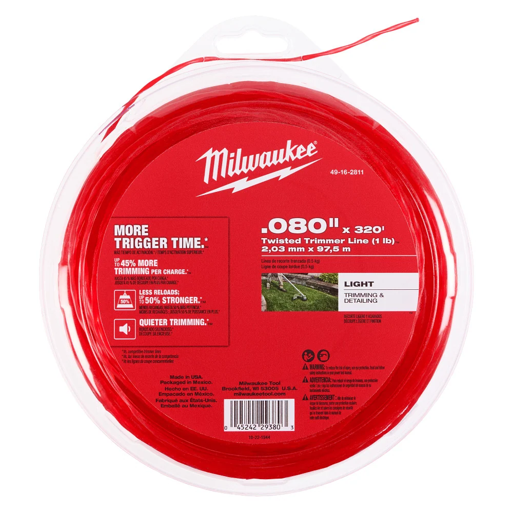 MILWAUKEE .080" X 320’ Twisted Trimmer Line