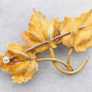 Antique Old Mine Cut Diamond Three Leaf Brooch compatibel met VW Golf 7