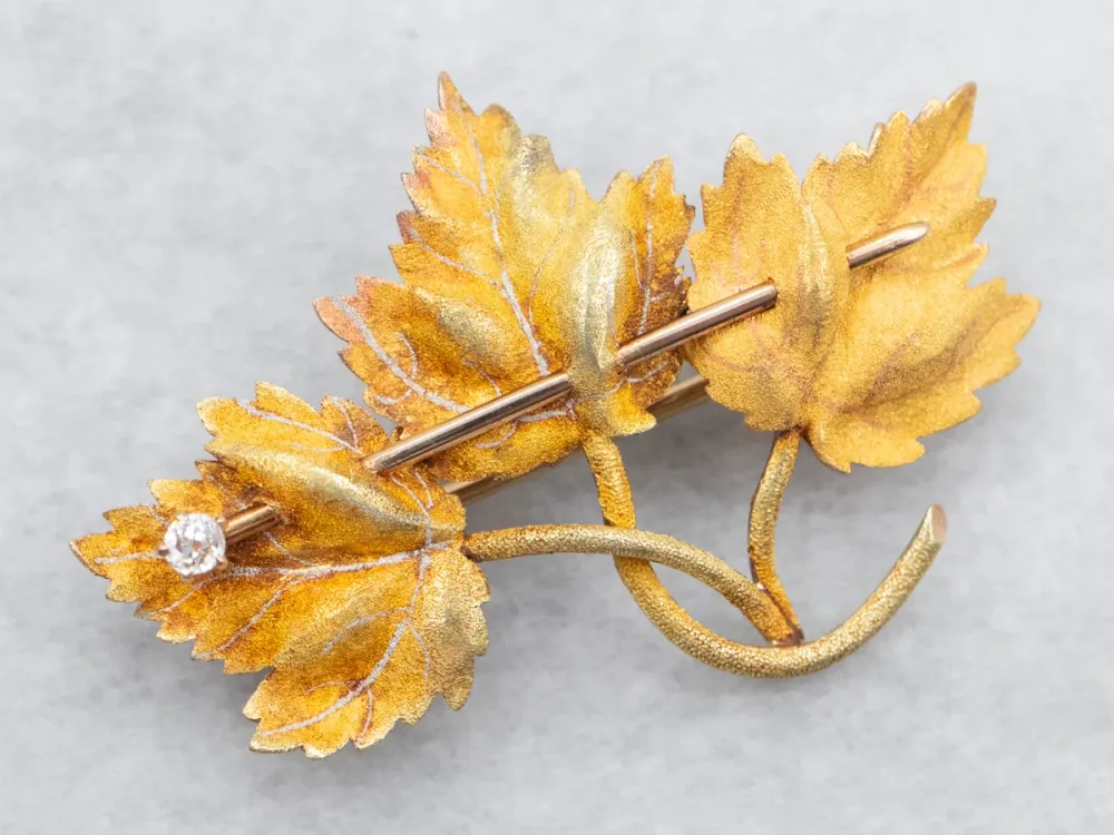 Antique Old Mine Cut Diamond Three Leaf Brooch compatibel met VW Golf 7