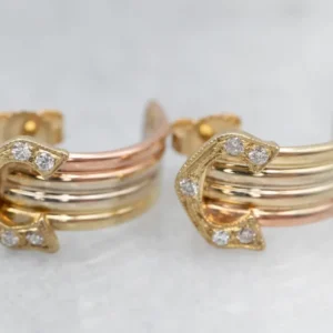 Gasdruk schokdemper Tri Color Diamond Drop Earrings