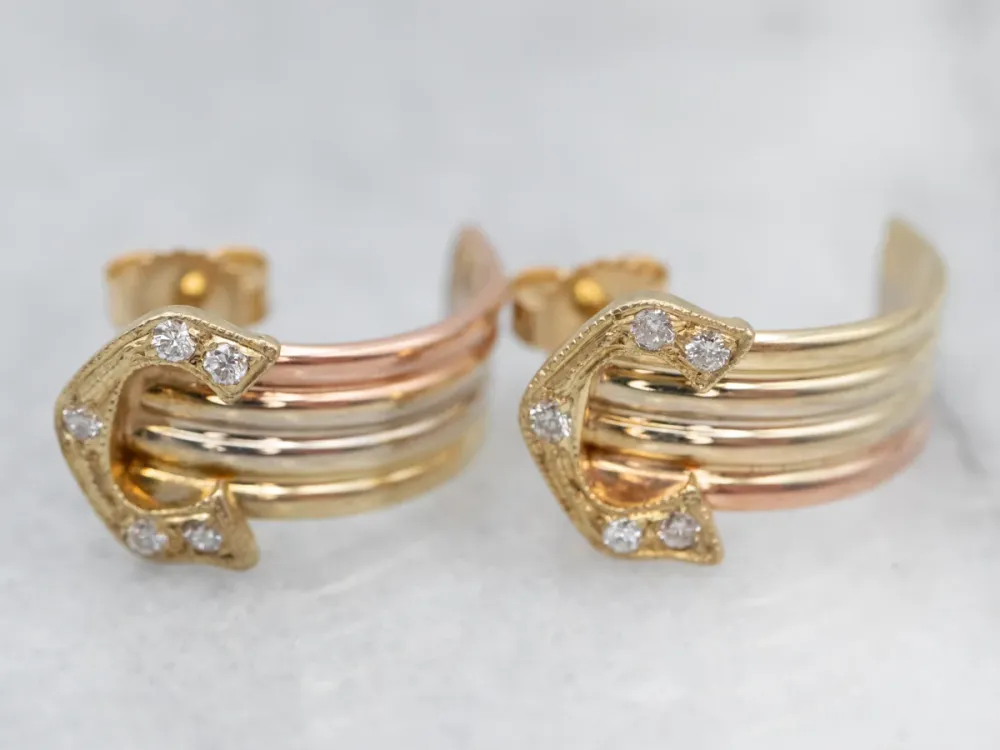 Gasdruk schokdemper Tri Color Diamond Drop Earrings