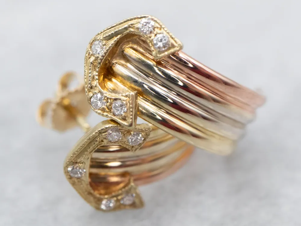 Gasdruk schokdemper Tri Color Diamond Drop Earrings