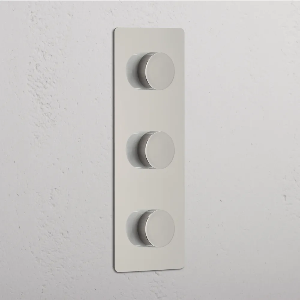 OEM Kwaliteit Kew Drievoudige 3x verticale dimmer - Gepolijst Nikkel Regular