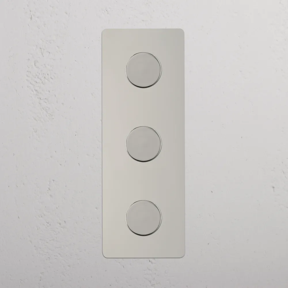 OEM Kwaliteit Kew Drievoudige 3x verticale dimmer - Gepolijst Nikkel Regular