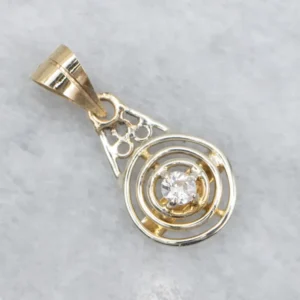 Old Mine Cut Diamond Drie--één Golden Ring Stickpin Conversion Pendant met stofkap