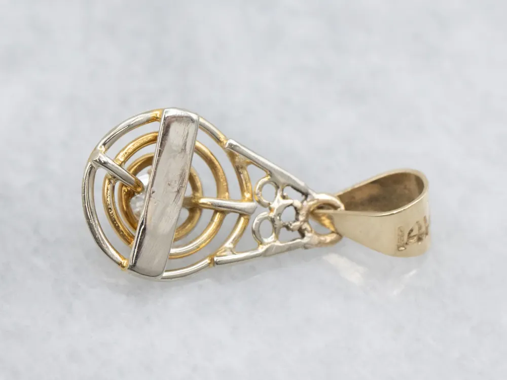 Old Mine Cut Diamond Drie--één Golden Ring Stickpin Conversion Pendant met stofkap