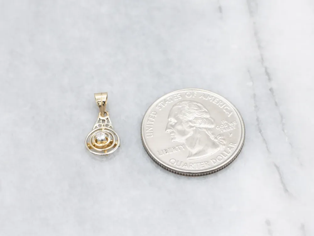 Old Mine Cut Diamond Drie--één Golden Ring Stickpin Conversion Pendant met stofkap