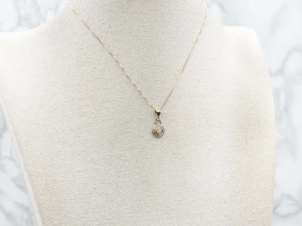 Old Mine Cut Diamond Drie--één Golden Ring Stickpin Conversion Pendant met stofkap
