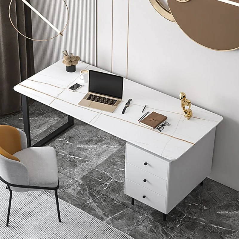 Ophangingsarm Contemporary Office Desk 23.62" Rectangular Executive Desk 3-drawer 47