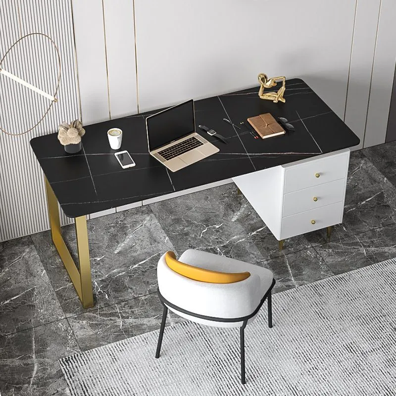 Ophangingsarm Contemporary Office Desk 23.62" Rectangular Executive Desk 3-drawer 47