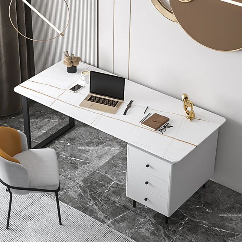 Ophangingsarm Contemporary Office Desk 23.62" Rectangular Executive Desk 3-drawer 47