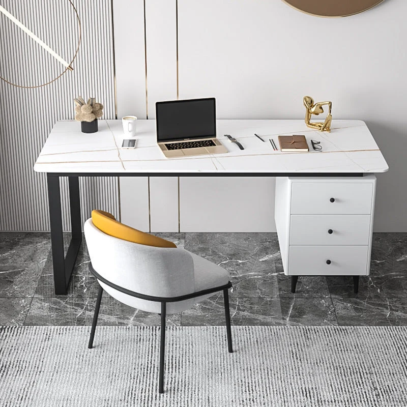 Ophangingsarm Contemporary Office Desk 23.62" Rectangular Executive Desk 3-drawer 47