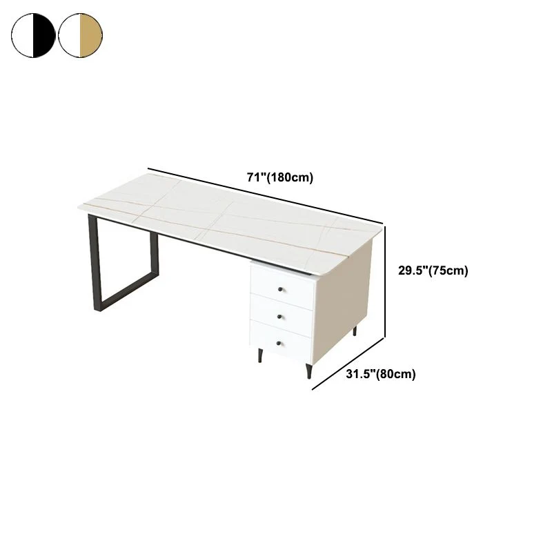 Ophangingsarm Contemporary Office Desk 23.62" Rectangular Executive Desk 3-drawer 47
