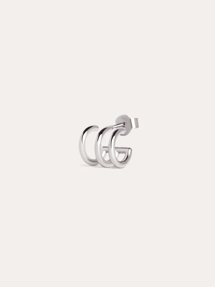 Three Silver Hoop Los earring