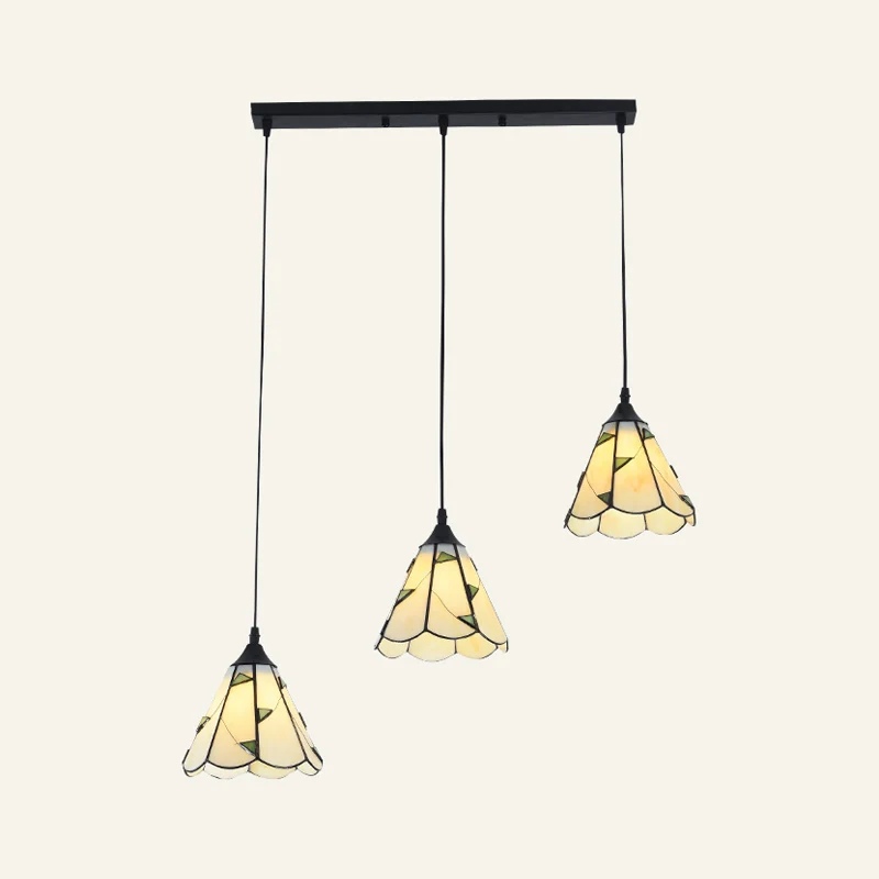 Tiffany-stijl Bell Multi-plafondlamp 3 lampen Handgemaakte glazen ophanglamp - Directe Montage