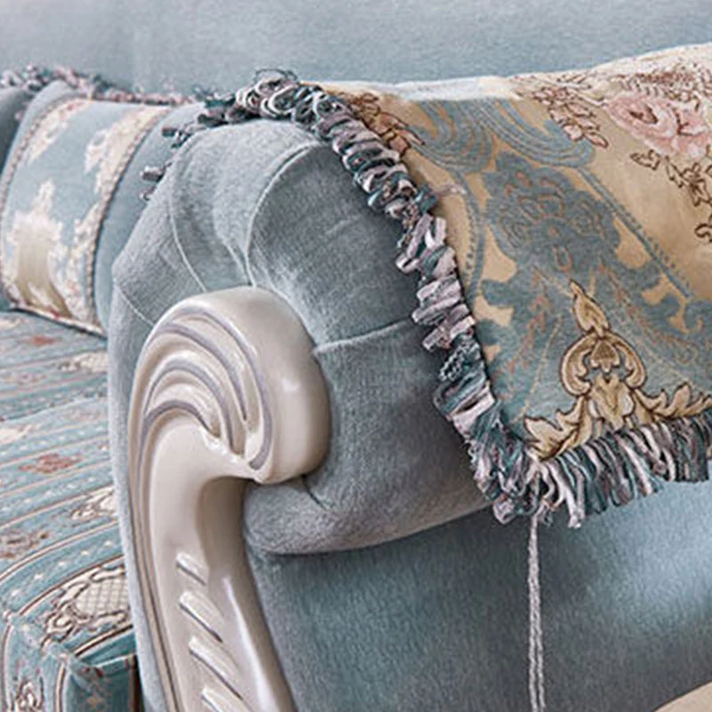 Traditional Camel Back CouchFlared Arm Settee Three People - Directe Montage Blue