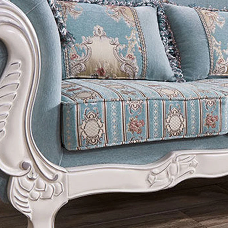 Traditional Camel Back CouchFlared Arm Settee Three People - Directe Montage Blue