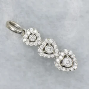 Triple Diamond Heart "Past Present Future" Gouden Pendant