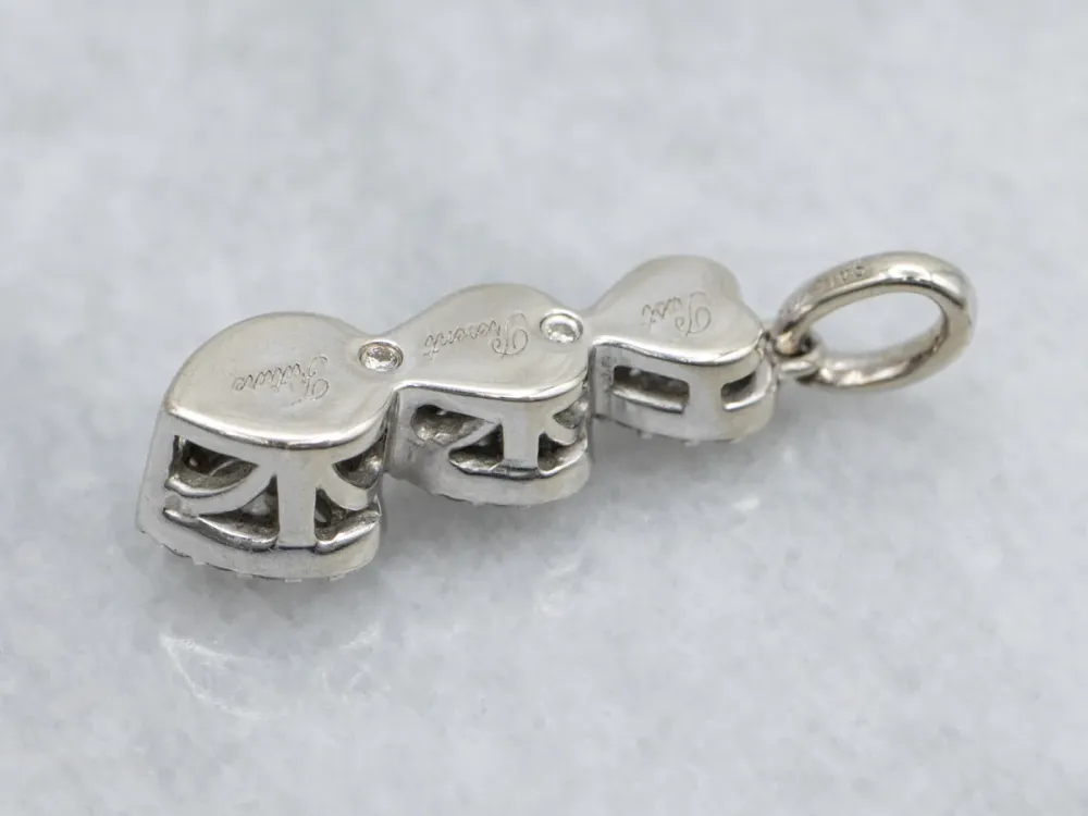 Triple Diamond Heart "Past Present Future" Gouden Pendant