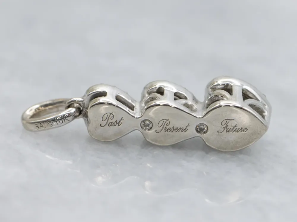 Triple Diamond Heart "Past Present Future" Gouden Pendant