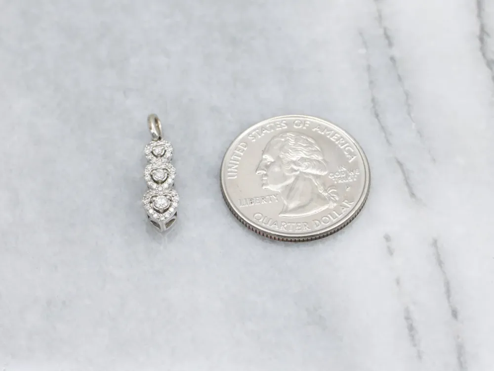 Triple Diamond Heart "Past Present Future" Gouden Pendant