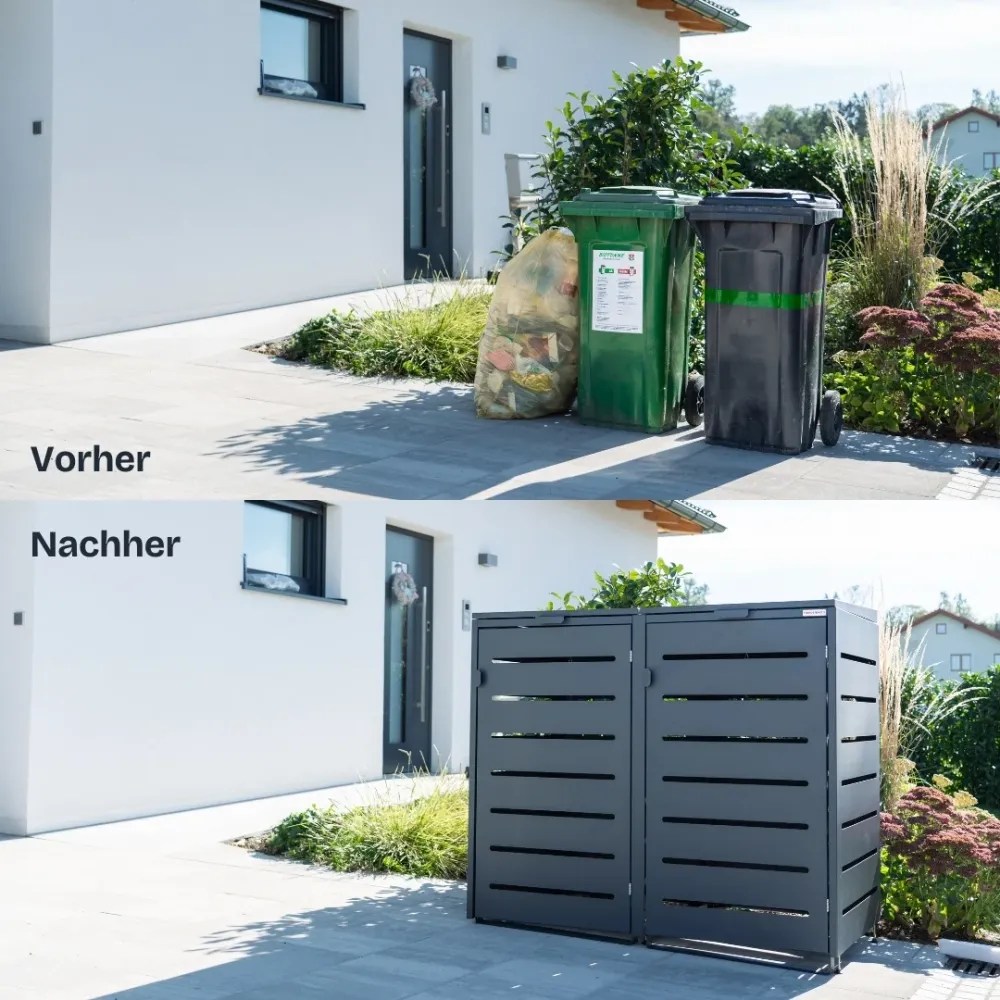 Veerpootlager Alubert afvalcontainerbox voor 3 containers