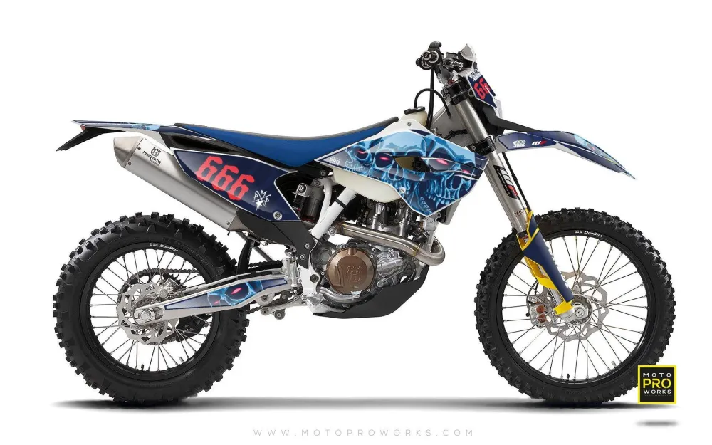 Verende bladveer Husqvarna GRAPHICS - "TRIPLESKULL" zeeblauw