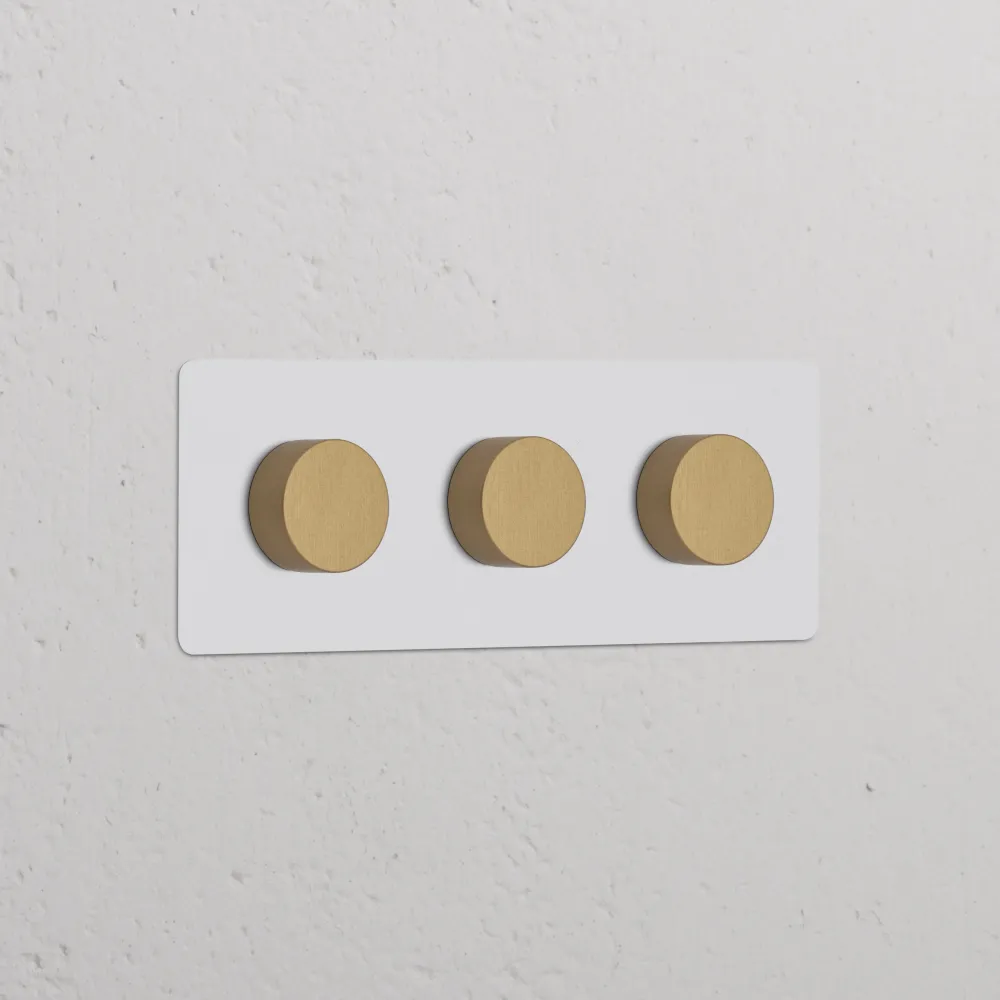 Zware Uitvoering Kew Drievoudige 3x dimmer - Beschilderbaar antiek messing