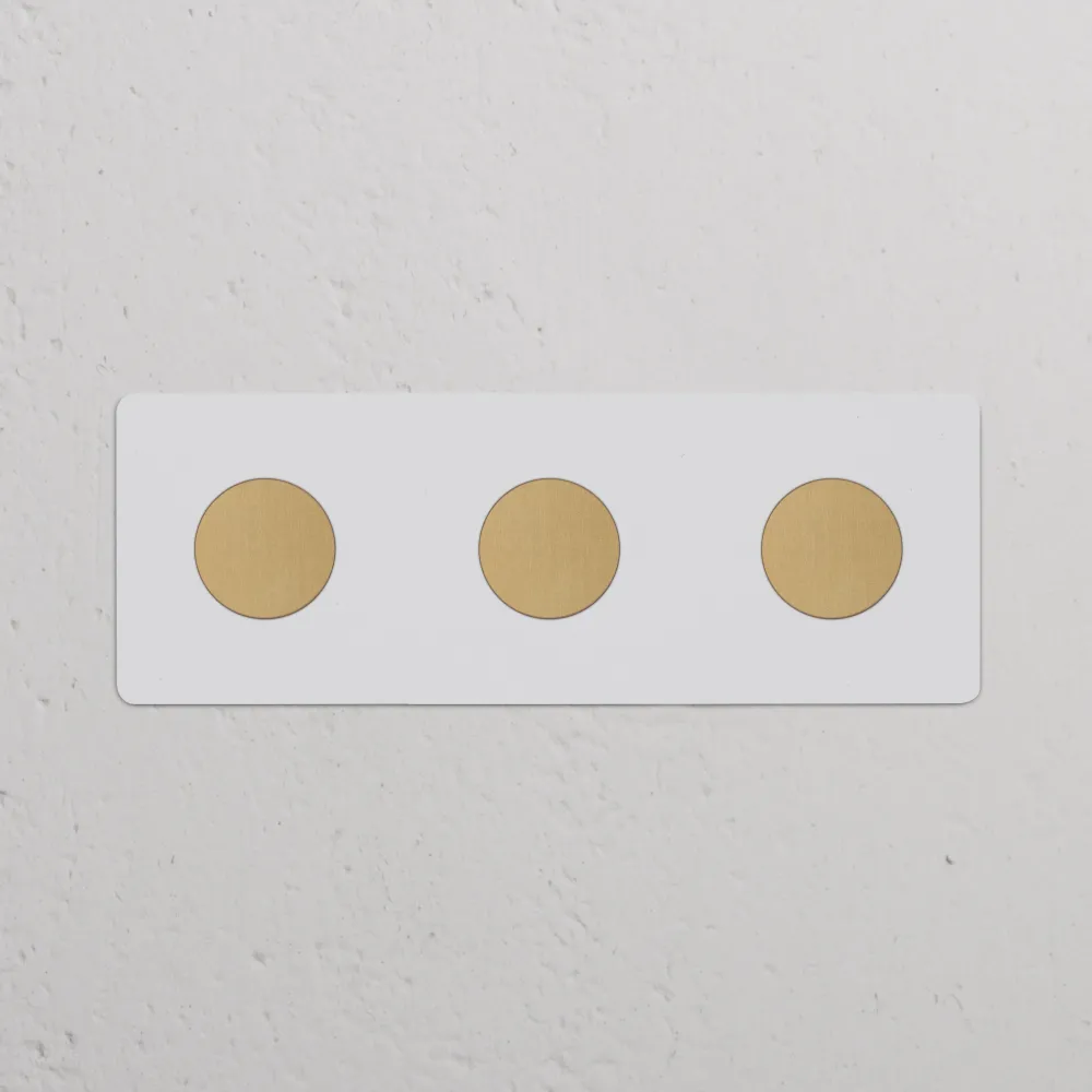 Zware Uitvoering Kew Drievoudige 3x dimmer - Beschilderbaar antiek messing