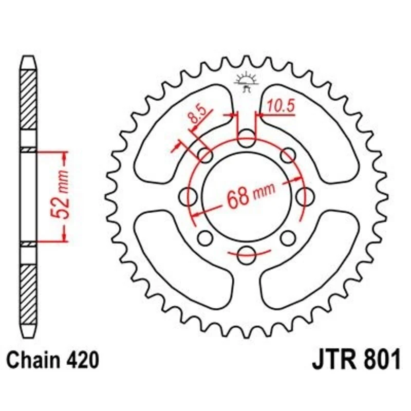 Corona JT 801 de acero con 45 dientes voor McPherson-ophanging