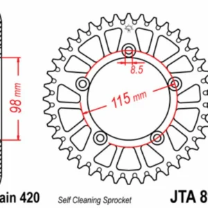 Corona JT SPROCKETS aluminio ultraligera autolimpiable 894 - Paso 420